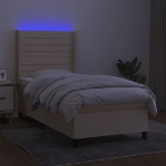 Letto a Molle con Materasso e LED Crema 100x200cm in Tessuto