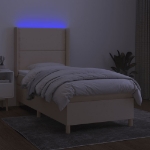 Letto a Molle con Materasso e LED Crema 100x200cm in Tessuto