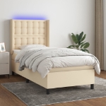 Letto a Molle con Materasso e LED Crema 100x200cm in Tessuto