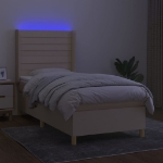 Letto a Molle con Materasso e LED Crema 100x200cm in Tessuto