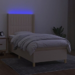 Letto a Molle con Materasso e LED Crema 100x200cm in Tessuto