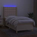 Letto a Molle con Materasso e LED Crema 100x200cm in Tessuto