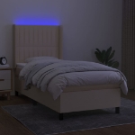 Letto a Molle con Materasso e LED Crema 100x200cm in Tessuto