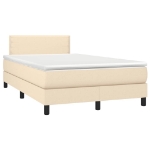 Letto a Molle con Materasso e LED Crema 120x190 cm in Tessuto