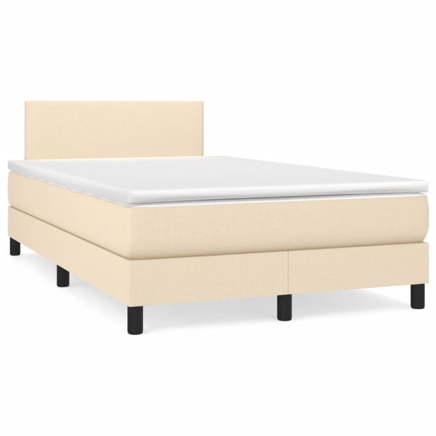 Letto a Molle con Materasso e LED Crema 120x190 cm in Tessuto