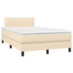 Letto a Molle con Materasso e LED Crema 120x190 cm in Tessuto