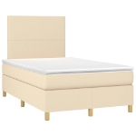 Letto a Molle con Materasso e LED Crema 120x190 cm in Tessuto