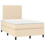 Letto a Molle con Materasso e LED Crema 120x190 cm in Tessuto