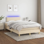 Letto a Molle con Materasso e LED Crema 120x200cm in Tessuto