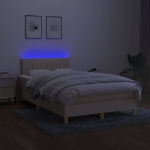 Letto a Molle con Materasso e LED Crema 120x200cm in Tessuto