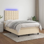 Letto a Molle con Materasso e LED Crema 120x200cm in Tessuto