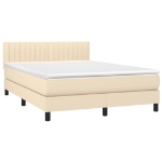 Letto a Molle con Materasso e LED Crema 140x190 cm in Tessuto