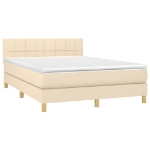 Letto a Molle con Materasso e LED Crema 140x190 cm in Tessuto