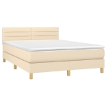 Letto a Molle con Materasso e LED Crema 140x190 cm in Tessuto