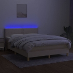 Letto a Molle con Materasso e LED Crema 140x190 cm in Tessuto