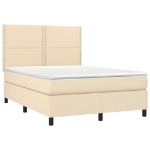 Letto a Molle con Materasso e LED Crema 140x190 cm in Tessuto