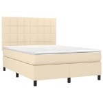 Letto a Molle con Materasso e LED Crema 140x190 cm in Tessuto