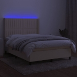 Letto a Molle con Materasso e LED Crema 140x190 cm in Tessuto