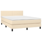 Letto a Molle con Materasso e LED Crema 140x190 cm in Tessuto