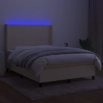 Letto a Molle con Materasso e LED Crema 140x190 cm in Tessuto