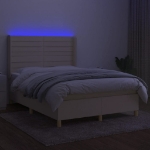 Letto a Molle con Materasso e LED Crema 140x190 cm in Tessuto