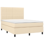 Letto a Molle con Materasso e LED Crema 140x200 cm in Tessuto