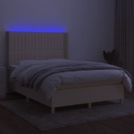 Letto a Molle con Materasso e LED Crema 140x200 cm in Tessuto