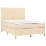 Letto a Molle con Materasso e LED Crema 140x200 cm in Tessuto