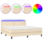 Letto a Molle con Materasso e LED Crema 160x200 cm in Tessuto