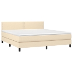 Letto a Molle con Materasso e LED Crema 160x200 cm in Tessuto