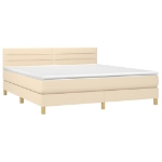 Letto a Molle con Materasso e LED Crema 160x200 cm in Tessuto