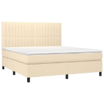 Letto a Molle con Materasso e LED Crema 160x200 cm in Tessuto