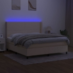 Letto a Molle con Materasso e LED Crema 160x200 cm in Tessuto