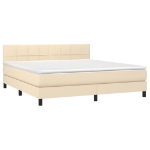 Letto a Molle con Materasso e LED Crema 160x200 cm in Tessuto