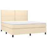 Letto a Molle con Materasso e LED Crema 160x200 cm in Tessuto