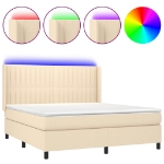 Letto a Molle con Materasso e LED Crema 160x200 cm in Tessuto