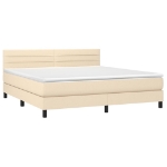 Letto a Molle con Materasso e LED Crema 160x200 cm in Tessuto