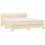 Letto a Molle con Materasso e LED Crema 160x200 cm in Tessuto