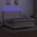 Letto a Molle con Materasso e LED Crema 160x200 cm in Tessuto