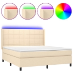 Letto a Molle con Materasso e LED Crema 180x200 cm in Tessuto