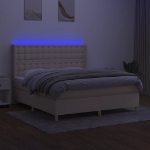 Letto a Molle con Materasso e LED Crema 180x200 cm in Tessuto