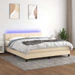 Letto a Molle con Materasso e LED Crema 180x200 cm in Tessuto