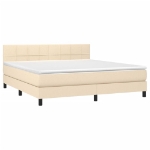 Letto a Molle con Materasso e LED Crema 180x200 cm in Tessuto