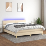 Letto a Molle con Materasso e LED Crema 180x200 cm in Tessuto