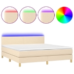 Letto a Molle con Materasso e LED Crema 180x200 cm in Tessuto