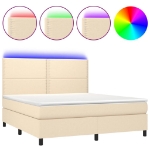 Letto a Molle con Materasso e LED Crema 180x200 cm in Tessuto