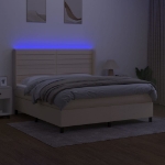 Letto a Molle con Materasso e LED Crema 180x200 cm in Tessuto