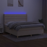 Letto a Molle con Materasso e LED Crema 180x200 cm in Tessuto