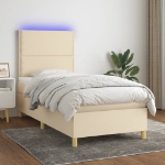 Letto a Molle con Materasso e LED Crema 80x200 cm in Tessuto