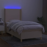 Letto a Molle con Materasso e LED Crema 80x200 cm in Tessuto